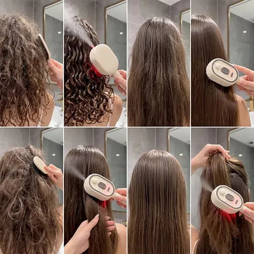 Mistglide Brush used on different hair sections